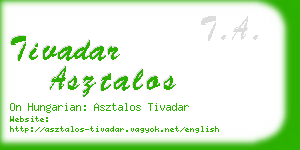 tivadar asztalos business card